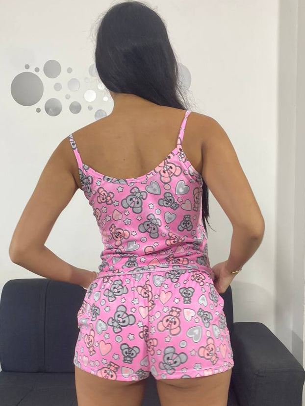 Pijama short piel durazno estampadas promoción desde 6 unidades