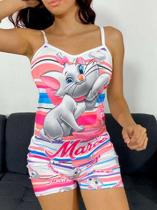 Pijamas en Short Sublimadas de Piel Durazno X6.