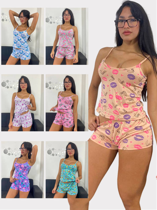 Pijama short piel durazno estampadas promoción desde 6 unidades